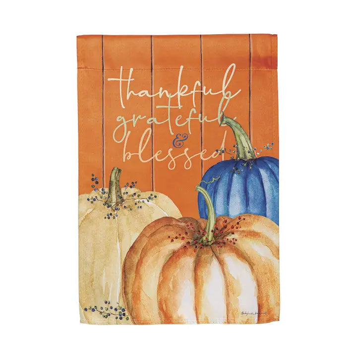 Evergreen Enterprises Thankful, Grateful, and Blessed Suede Garden Flags