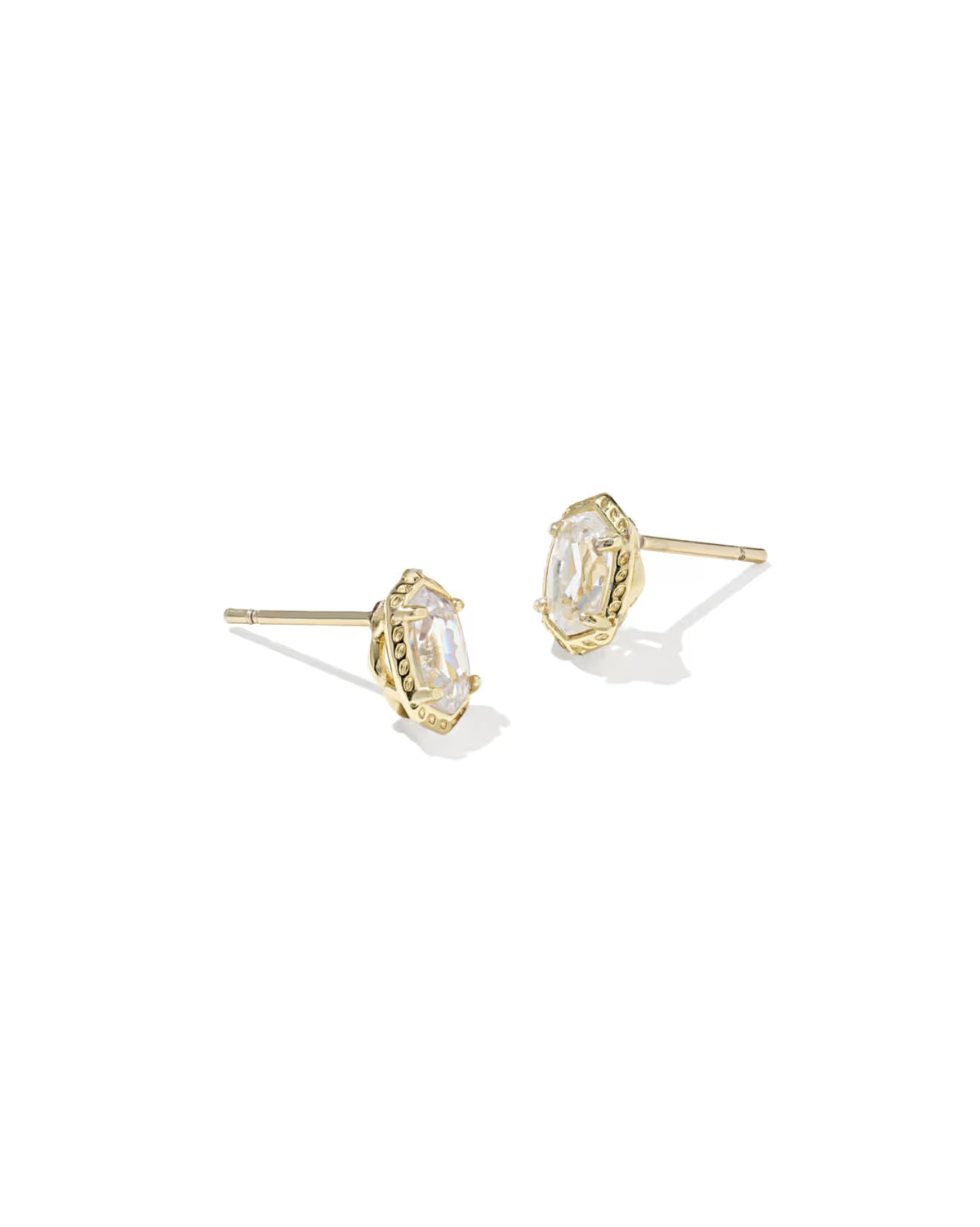 KENDRA SCOTT MINI ELLIE LUXE STUD EARRINGS GOLD WHITE CZ