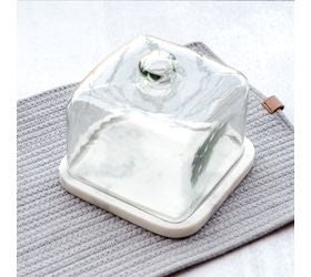 Pd HOME & GARDEN 7.5" GLASS CHEESE DOME MARBLE BASE