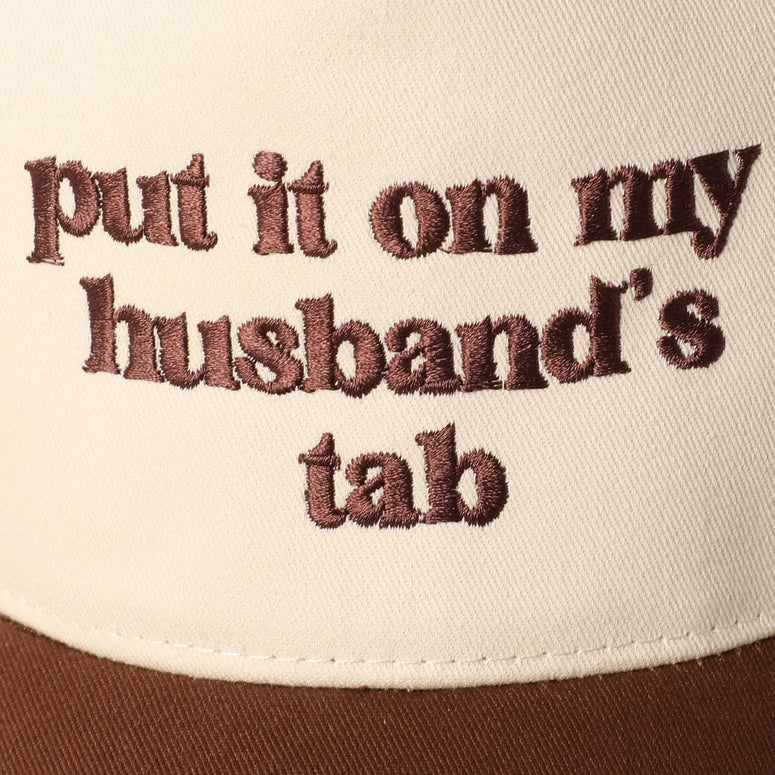 Put It On My Husband's Tab Embroidery Canvas Cap-Brown