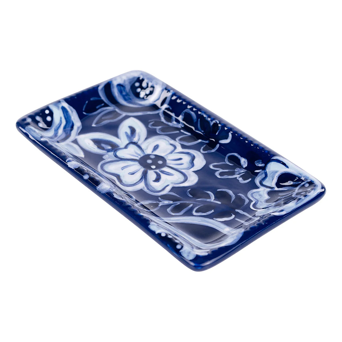 Glory Haus Blue & White Flower Trinket Tray