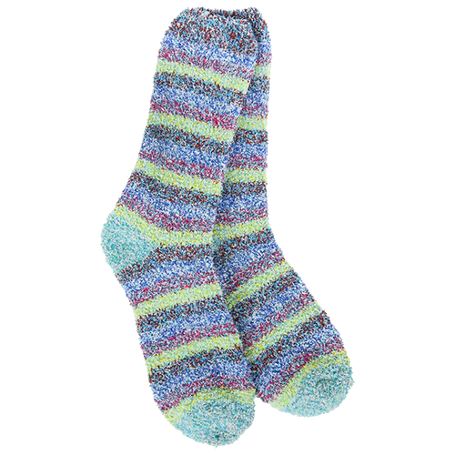 World's Softest Socks Cozy Garden Stripe Crew-Balmy Multi