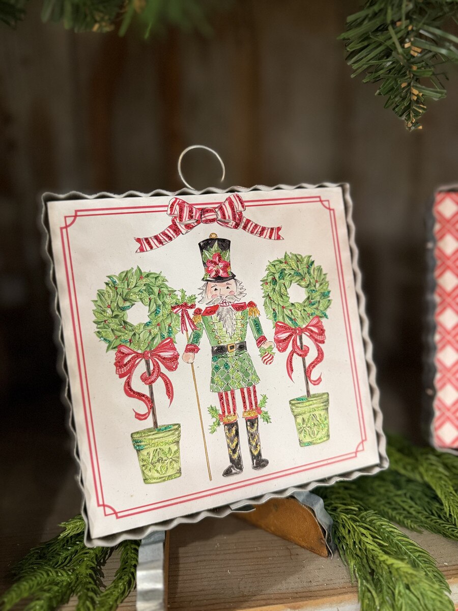 The Round Top Mini Art Traditional Tidings Nutcracker & Topiaries