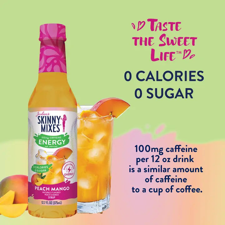 Jordan's Skinny Mixes Sugar Free Peach Mango Energy Syrup