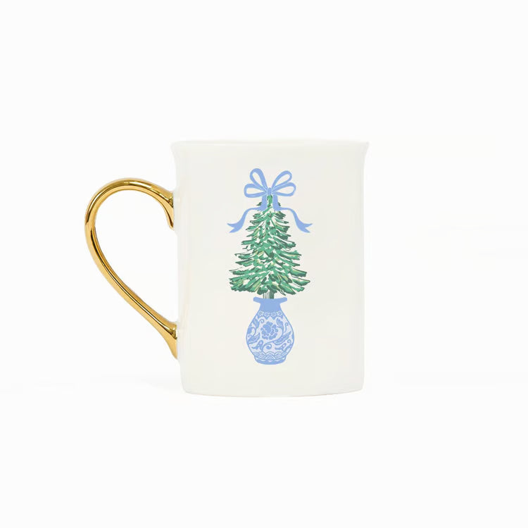 MARY SQUARE Gold Handle Mug Winter Pines
