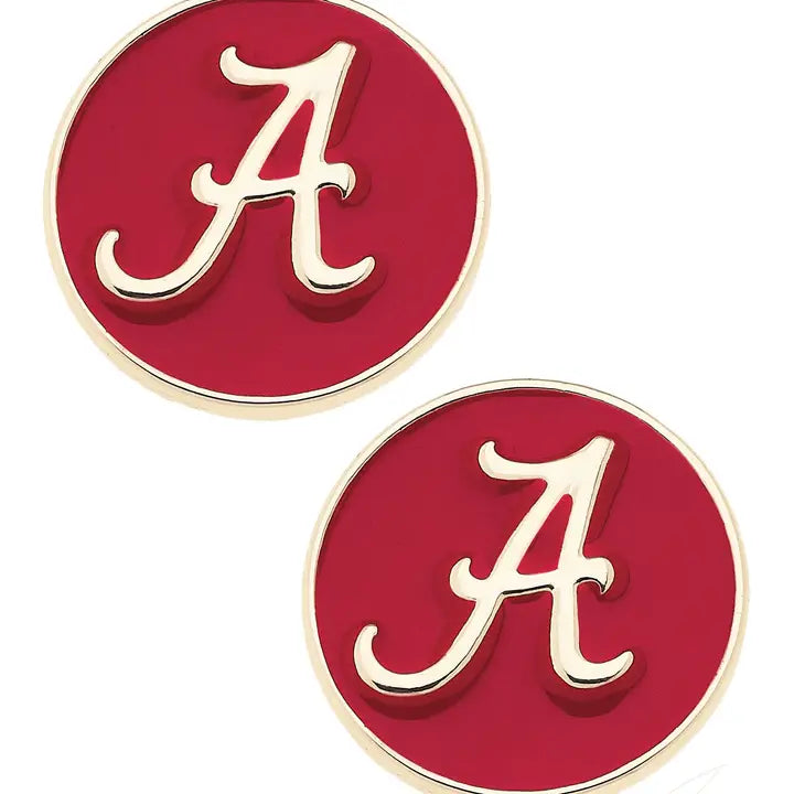 Canvas Style Alabama Crimson Tide Logo Circle Stud Earrings