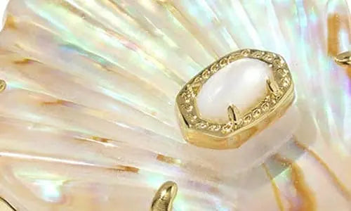 KENDRA SCOTT LUCIA SHELL COCKTAIL RING GOLD IRIDESCENT ABALONE