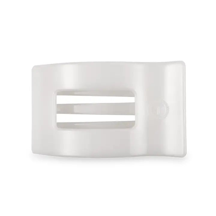 Teleties Flat Rectangle Hair Clip | Medium | Coconut White