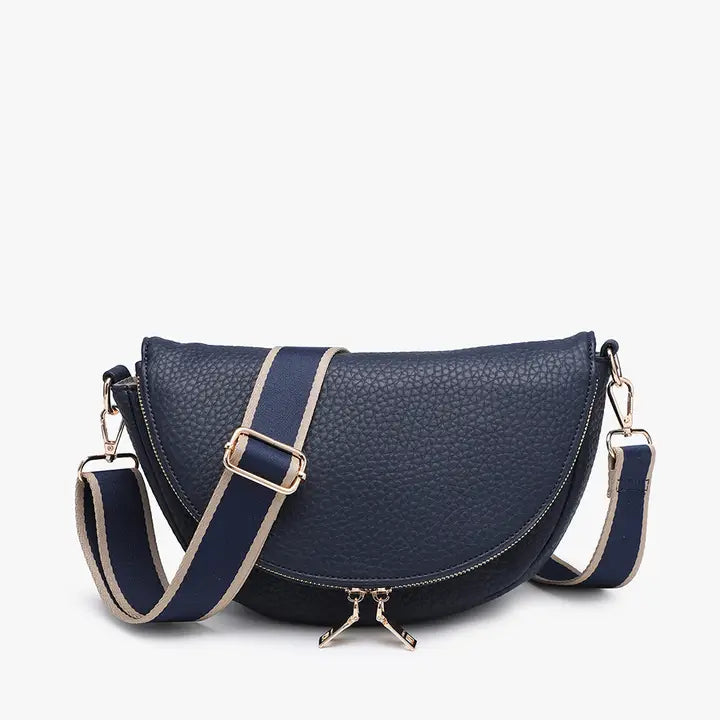 Jen & Co Alessandra Foldover Crescent Crossbody-Navy