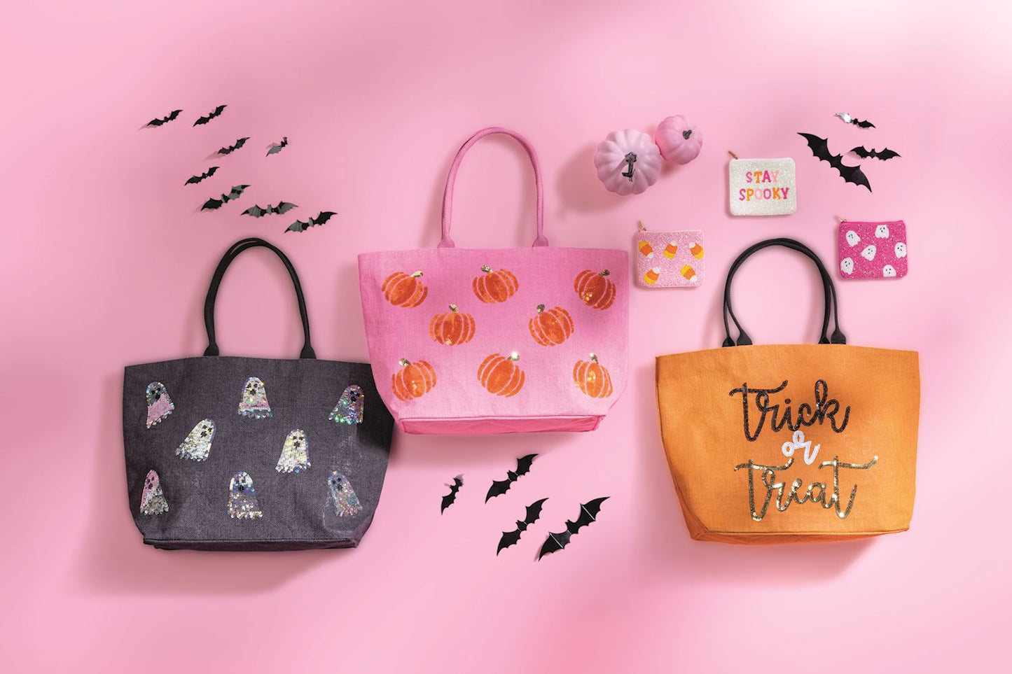MUD PIE ORANGE HALLOWEEN SPARKLE TOTE