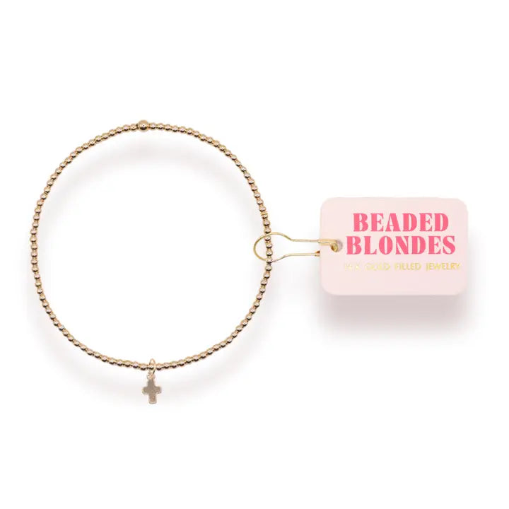 Beaded Blondes Mini Cross Charm Bracelet