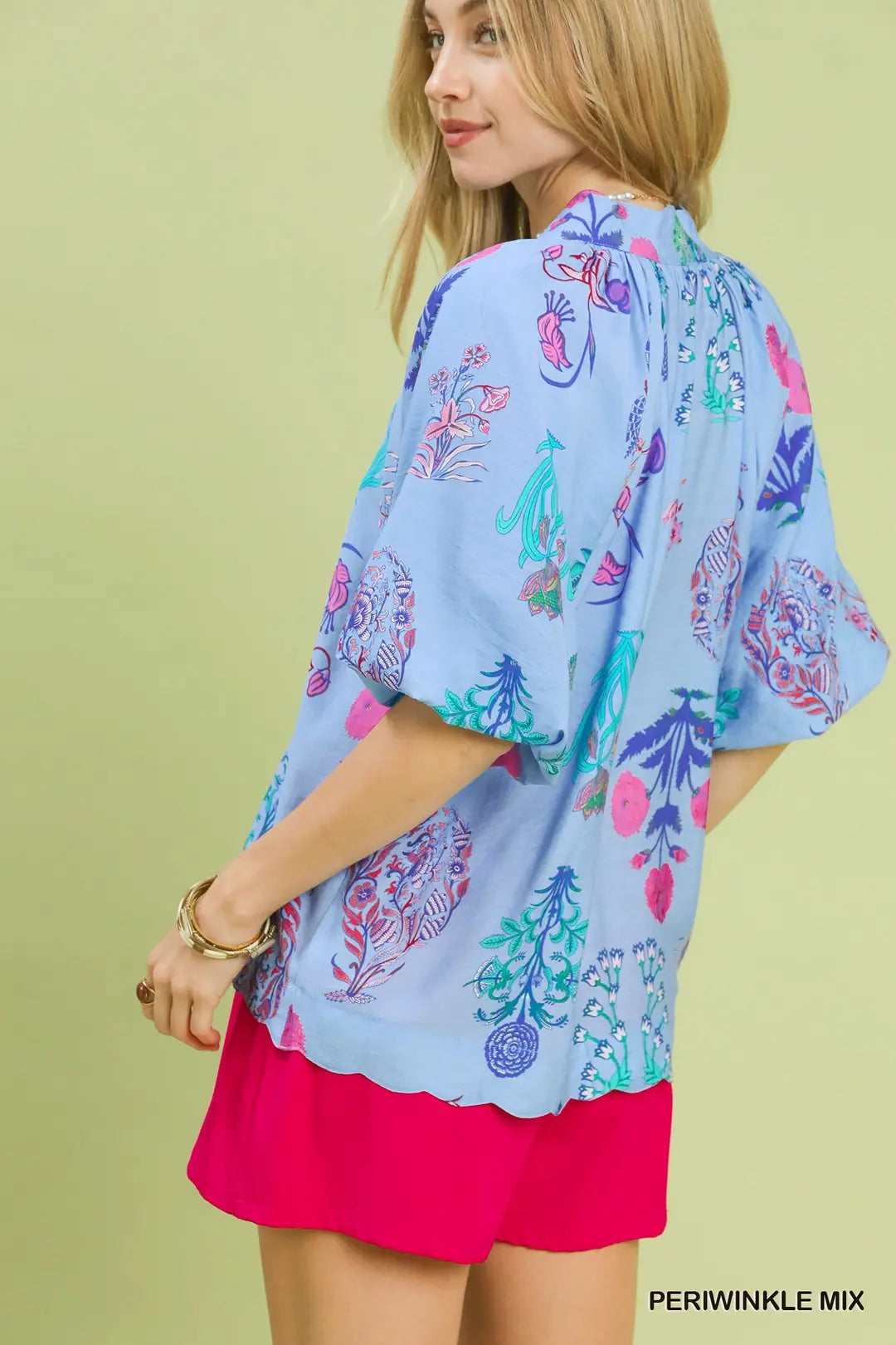 Umgee Floral Encyclopedia Print Blouse