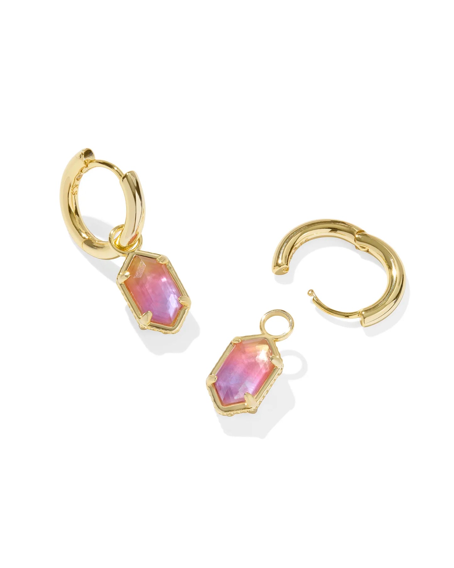 Kendra Scott Hallie Gold Huggie Earrings-Sunrise Watercolor Illusion
