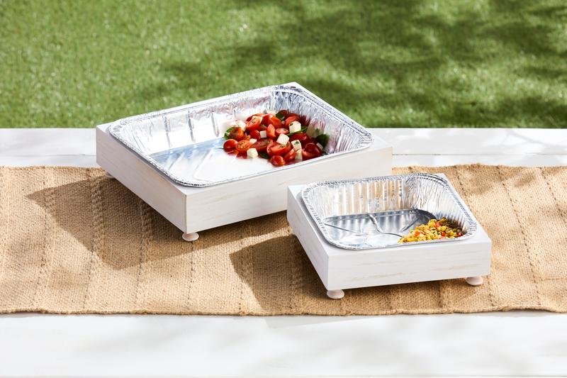 MUD PIE WOOD ALUMINUM PAN HOLDER
