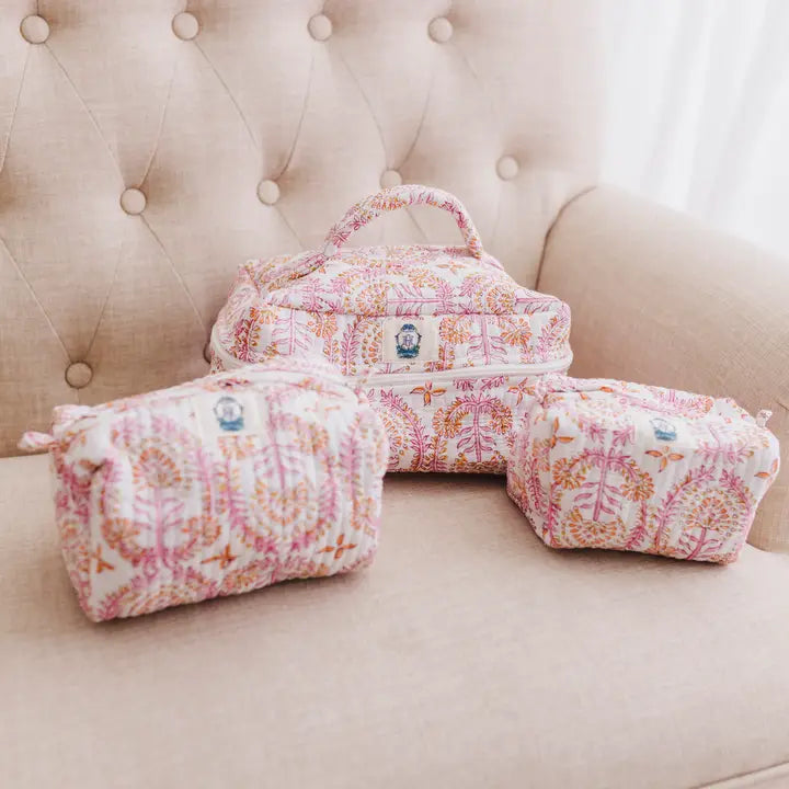 Heart of Grace Dahlia Quilted Cosmetic Bags-Set of 3