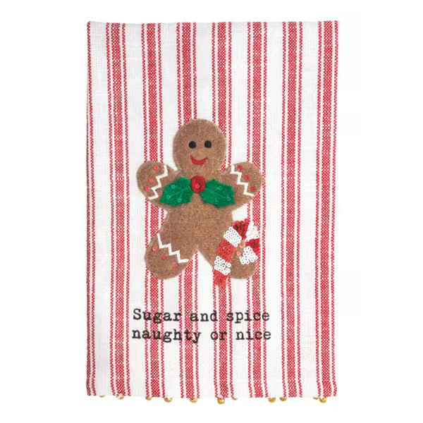 MUD PIE GINGERBREAD SEQUIN APPLIQUÉ TOWEL