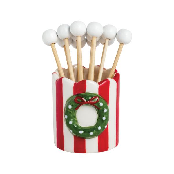 MUD PIE WREATH TOOTHPICK HOLDER