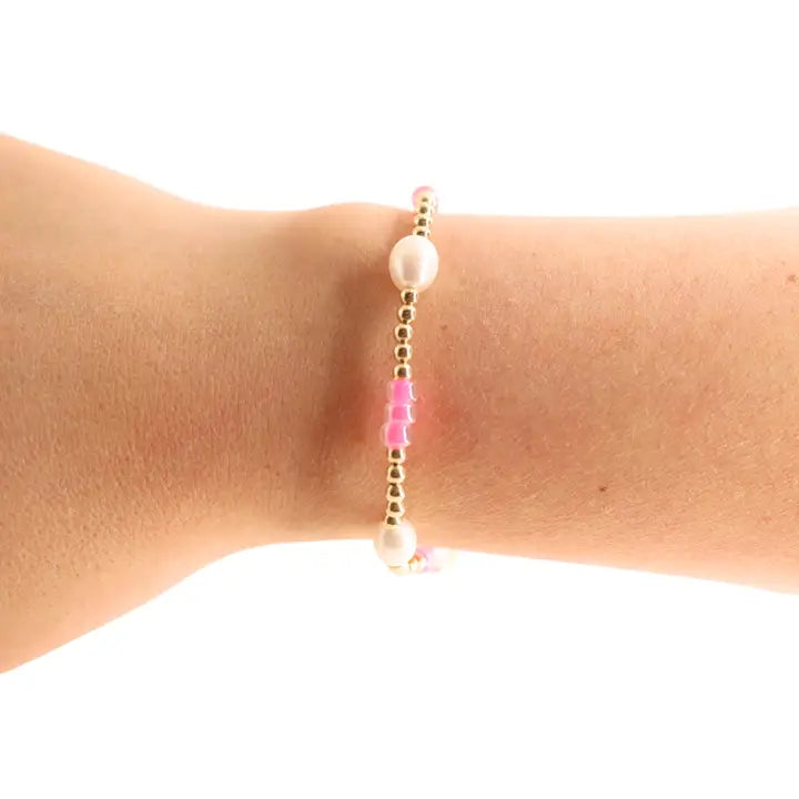 Beaded Blondes Hot Pink Pearl Poppi Bracelet