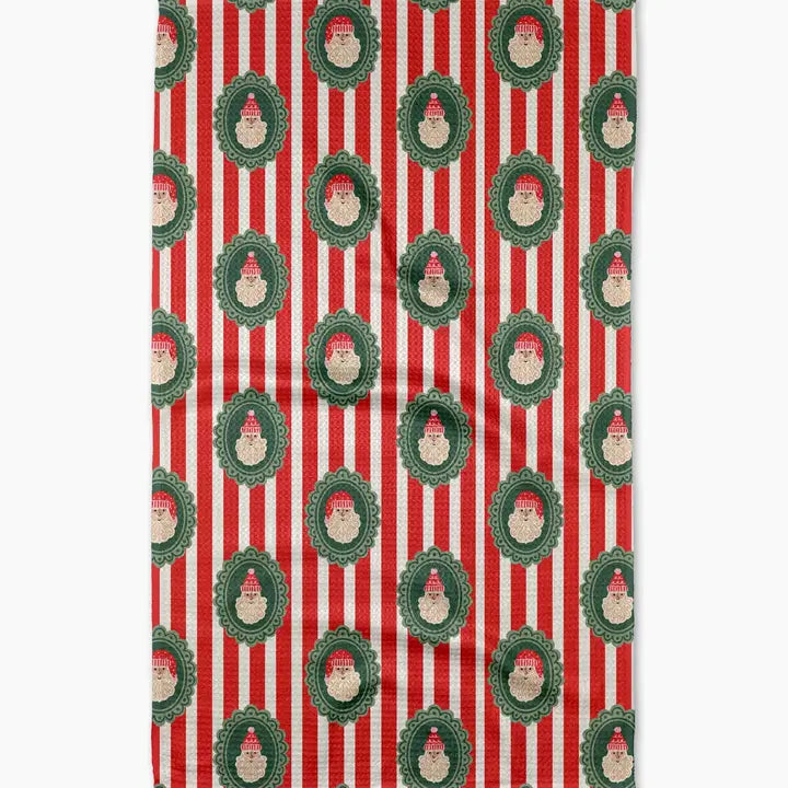 Geometry Striped Santa Tea Towel