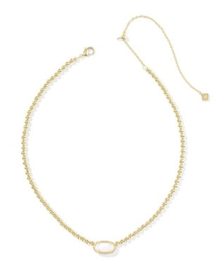 KENDRA SCOTT ELISA BEADED NECKLACE GOLD IVORY MOTHER OF PEARL