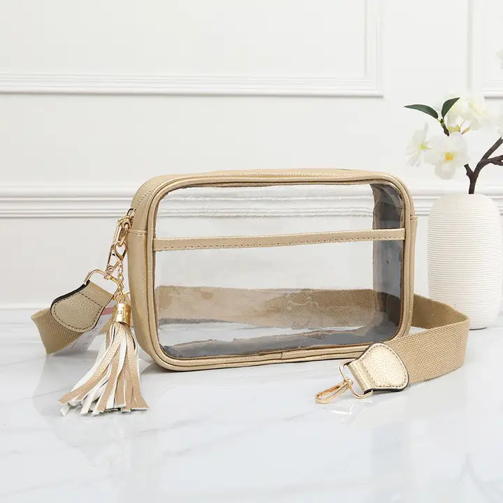 Game Day Stadium Rectangle Clear Bags-Gold