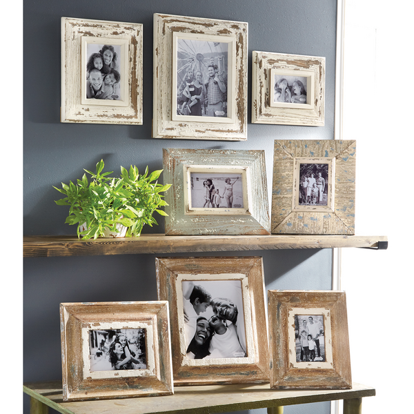 MUD PIE MEDIUM WOOD WEATHERED PICTURE FRAME