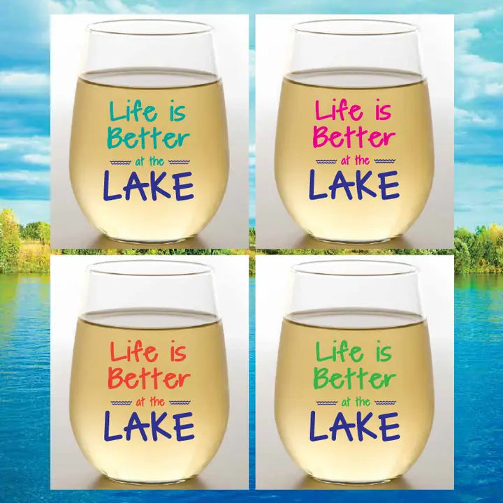 Wine-Oh! Life Is Better At the Lake Tritan Unbreakable Wine Tumblers