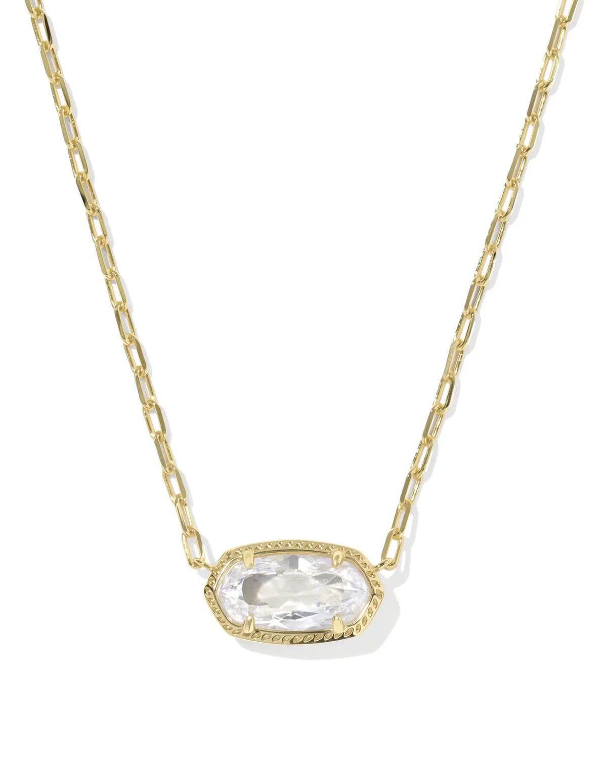KENDRA SCOTT ELISA LUXE SHORT PENDANT NECKLACE GOLD WHITE CZ