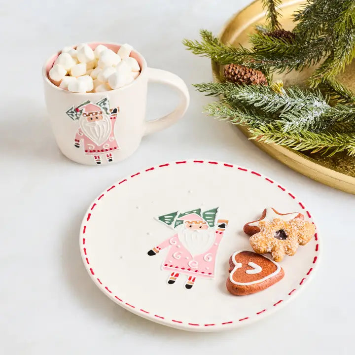 Mary Square Sculpted Plate | Winter Whimsy Santa