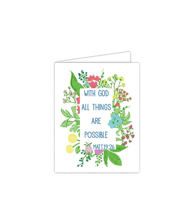 Standing on the Word Notecard Flowers with verse: Matthew 19:26 with God