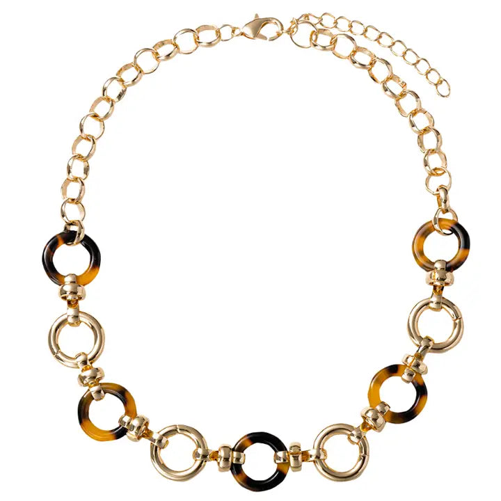 Jane Marie Gold, Tortoise Smaller Circle Linked Necklace