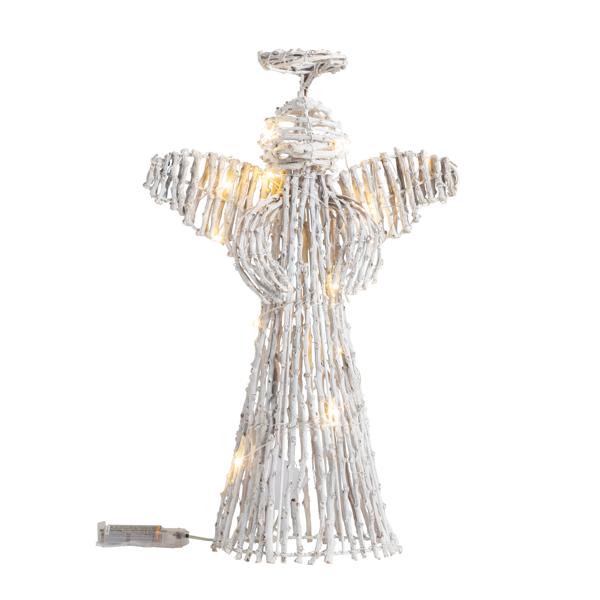 MUD PIE SMALL WHITE RATTAN LED ANGEL