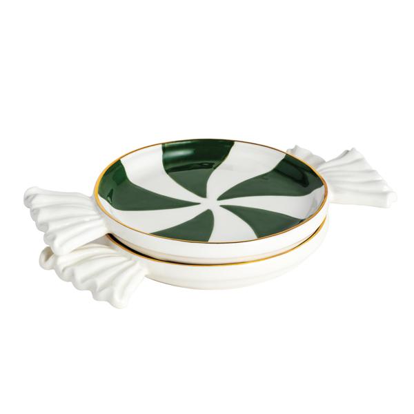 MUD PIE GREEN CANDY TIDBIT PLATE