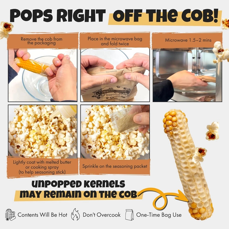 Poppin' Cobs Popcorn On the Cob with Salted Caramel Seasoning