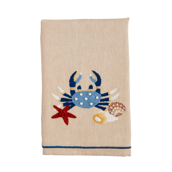 MUD PIE CRAB EMBROIDERED TOWEL