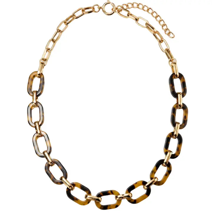 Jane Marie 18k Gold Plated Gold, Tortoise Paperclip Chain Necklace