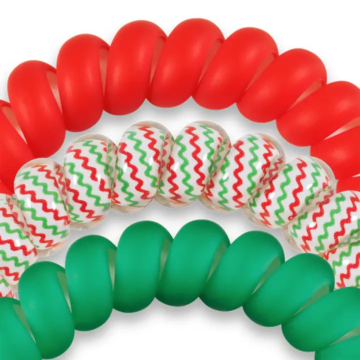 Teleties Sprial Hair Coils | Large | Santa Baby Hair Ties