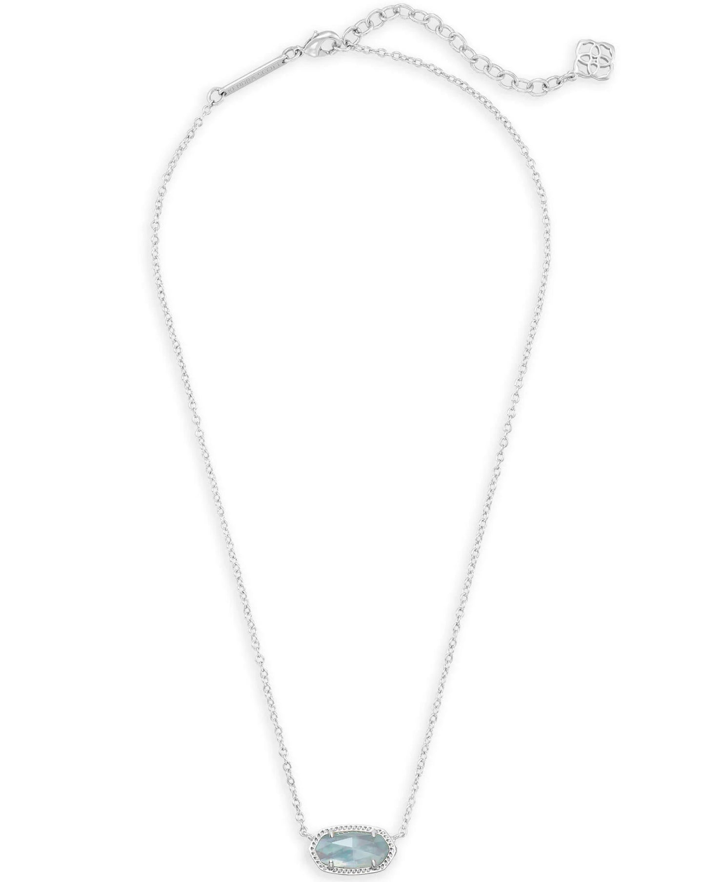 KENDRA SCOTT ELISA SHORT PENDANT NECKLACE RHODIUM LIGHT BLUE ILLUSION