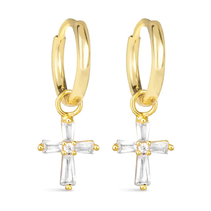 Amanda Blu Tapered Cross Hoop Earring - Gold