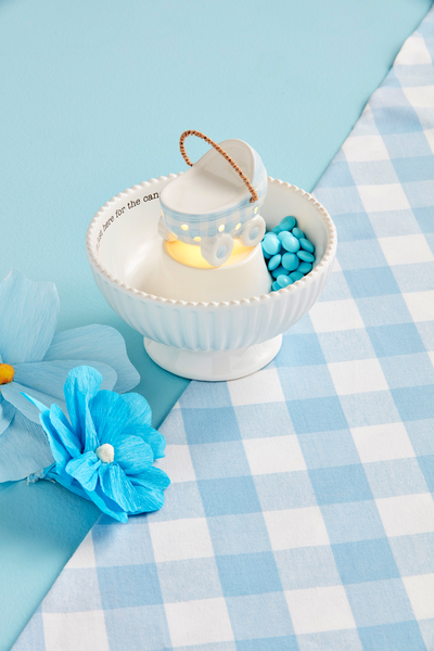 MUD PIE BLUE BABY CARRIAGE LIGHT-UP SITTER