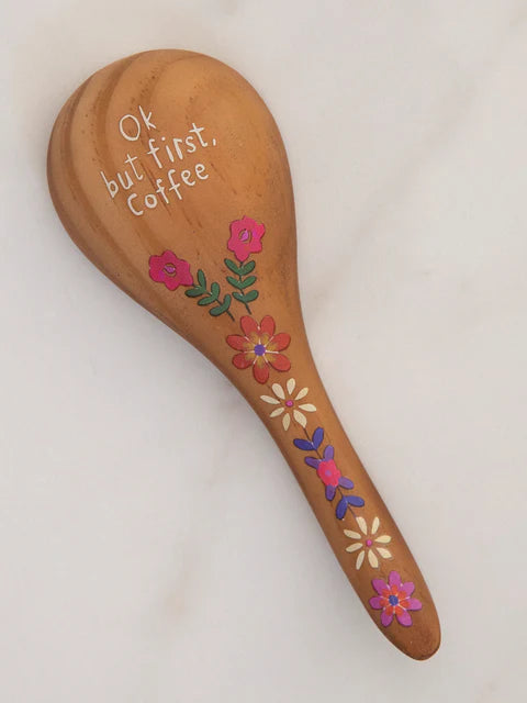 Natural Life Wooden Coffee Scoop - But First Coffee