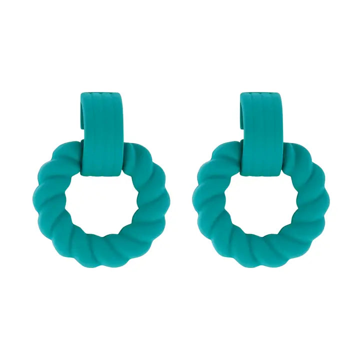 Jane Marie Teal Post with Rope Circle Earring