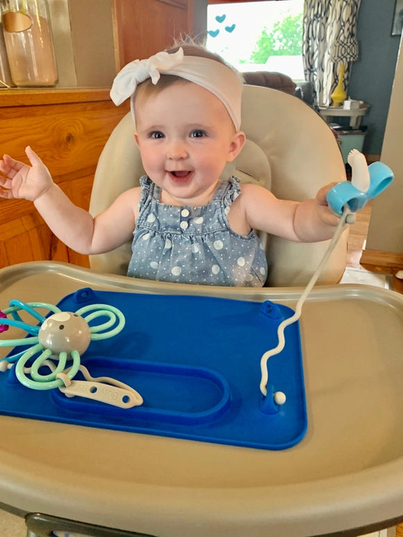 Busy Baby Silicone Placemat - 4 Tether Version-Blue
