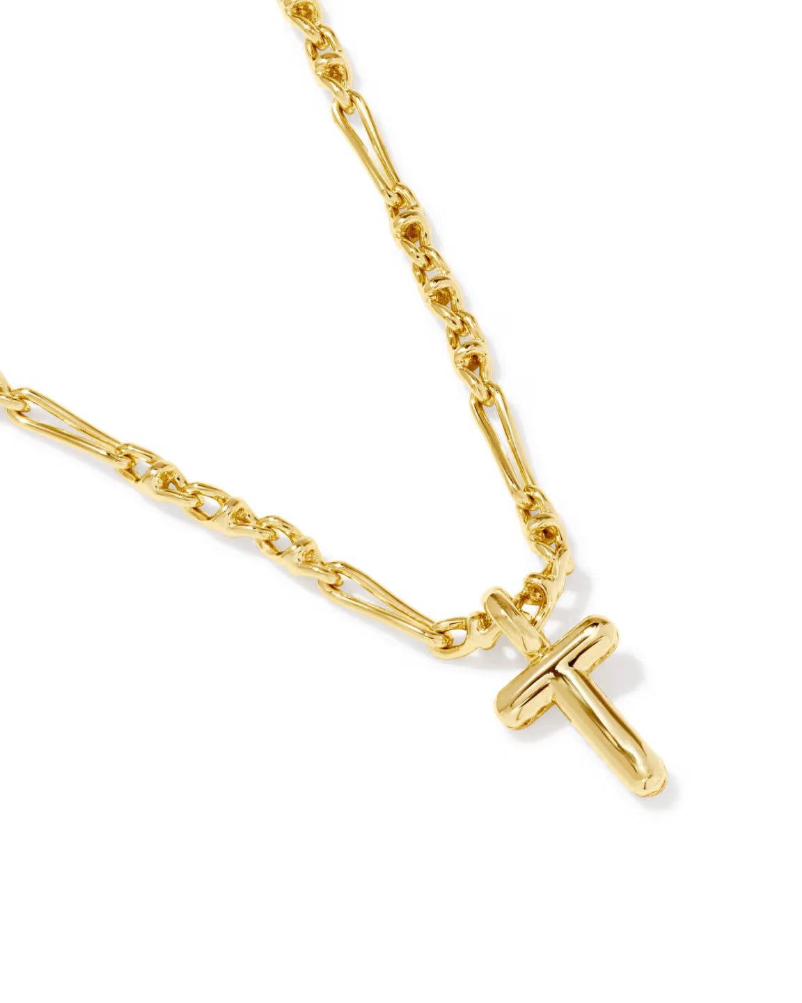 KENDRA SCOTT BUBBLE LETTER T SHORT PENDANT NECKLACE GOLD