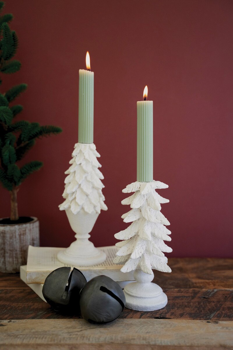 Kalalou Set of 2 Polyresin Christmas Tree Candle Holders