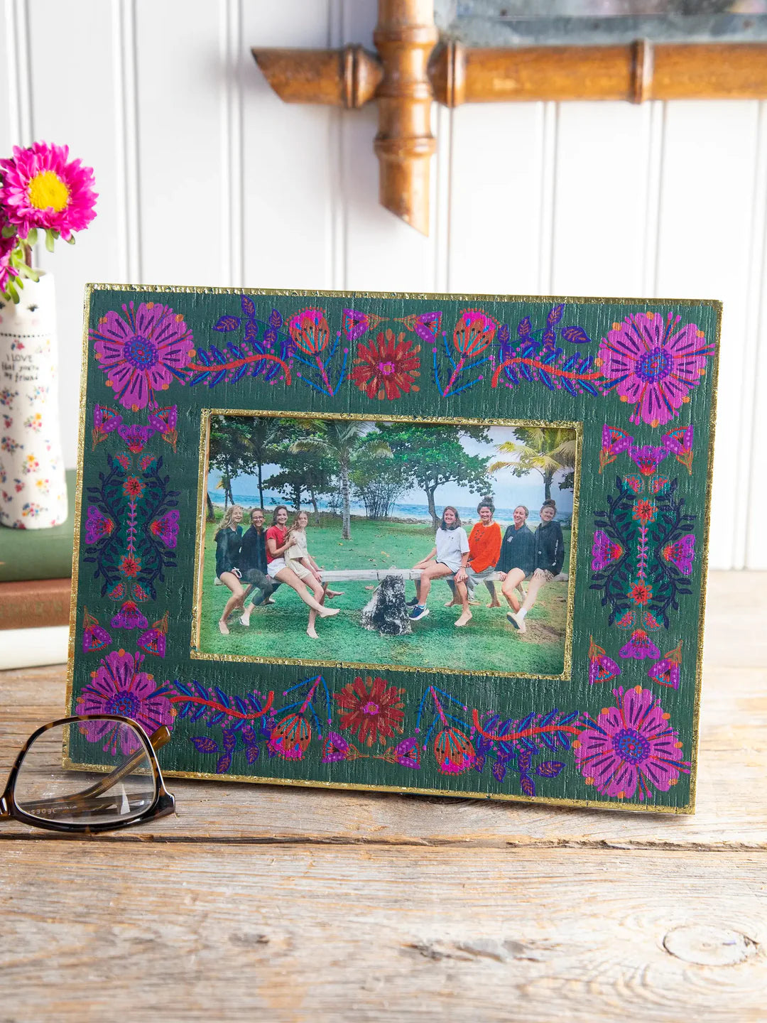 Natural Life Wooden Photo Frame-Olive Folk Flower