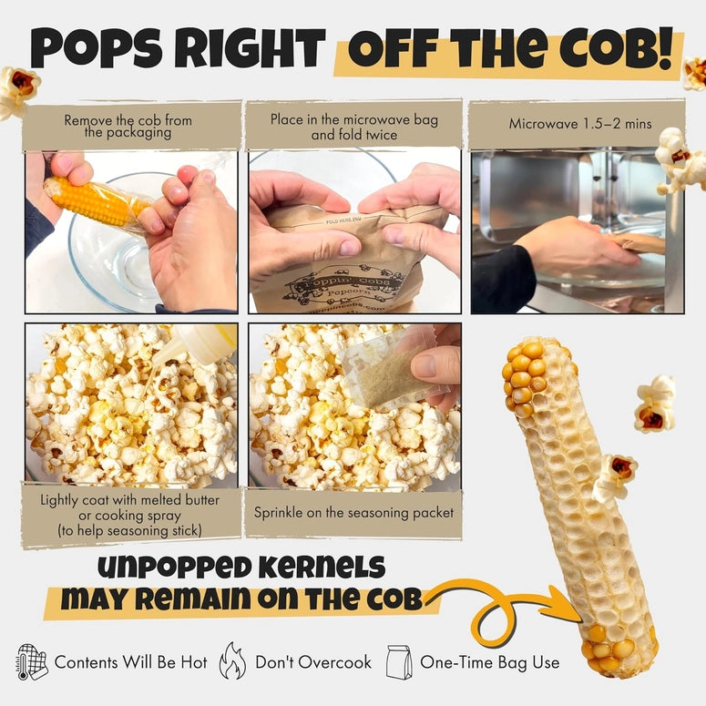 Poppin' Cobs Popcorn On the Cob with White Cheddar Seasoning