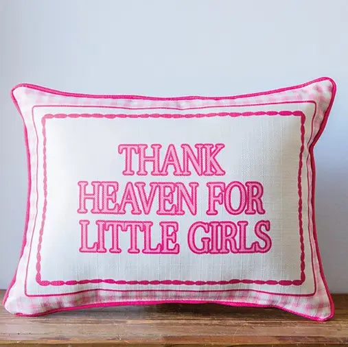 Little Birdie Gingham Thank Heaven For Little Girls Pillow