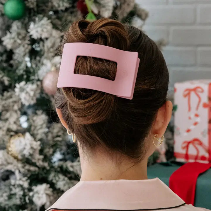 Teleties Flat Rectangle Hair Clip | Large | Merry Pinkmas