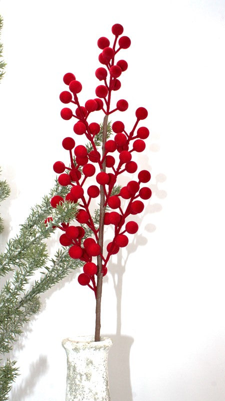 Trade Cie 38" Burgundy Flocked Berry Stem
